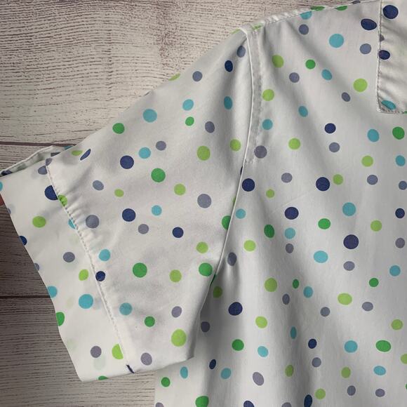 Vintage Studio Works Polka Dot Button Up Shirt Short Sleeve Size Medium - Picture 13 of 15